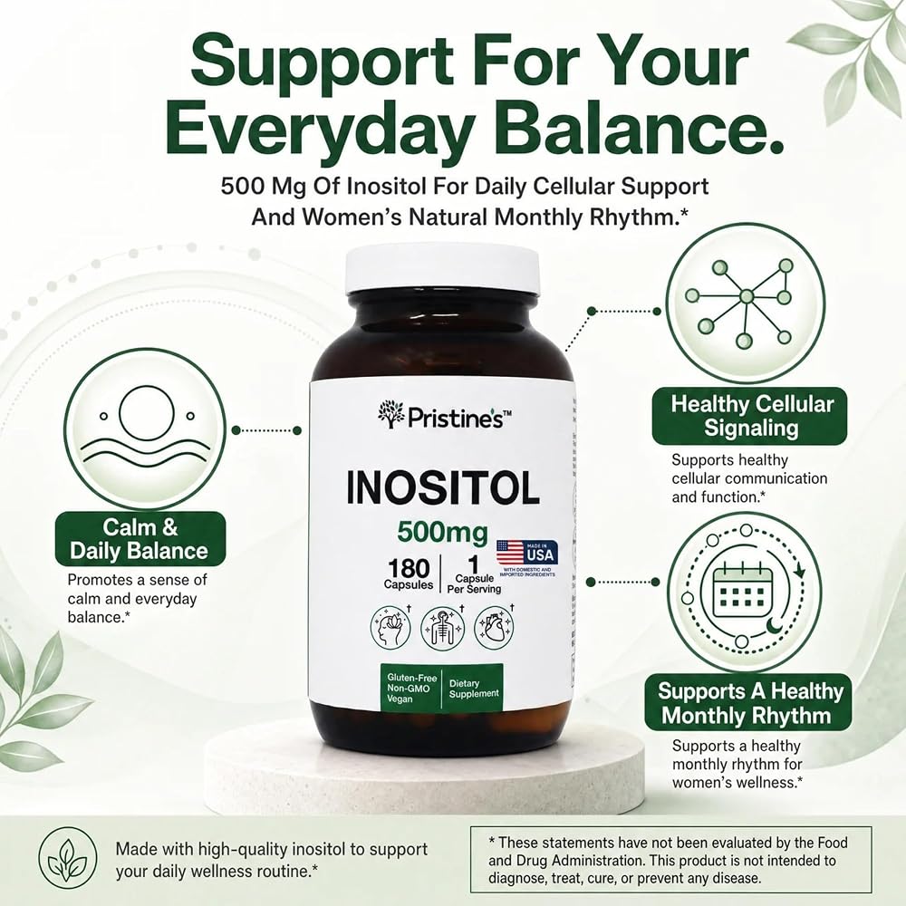 PRISTINE'S Myo Inositol 500mg Capsules for Women - 180 Capsules - image 4