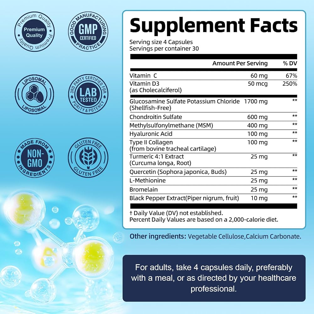 Totaria Liposomal Glucosamine Chondroitin MSM Joint Support - 120 Capsules - image 4