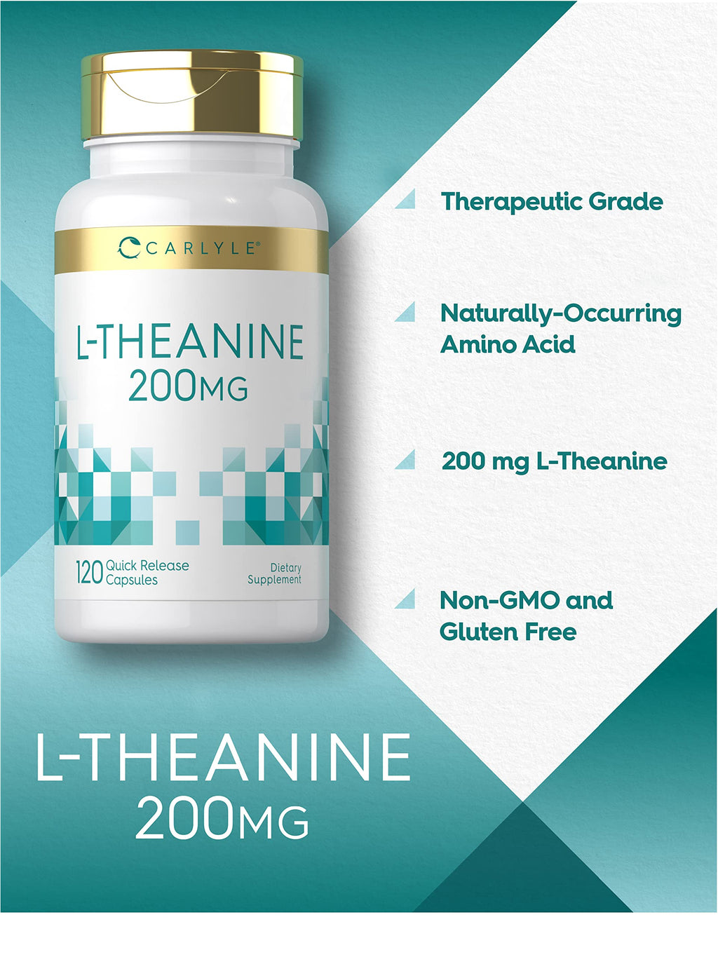 Carlyle L-Theanine 200mg Supplement - 120 Capsules - image 3