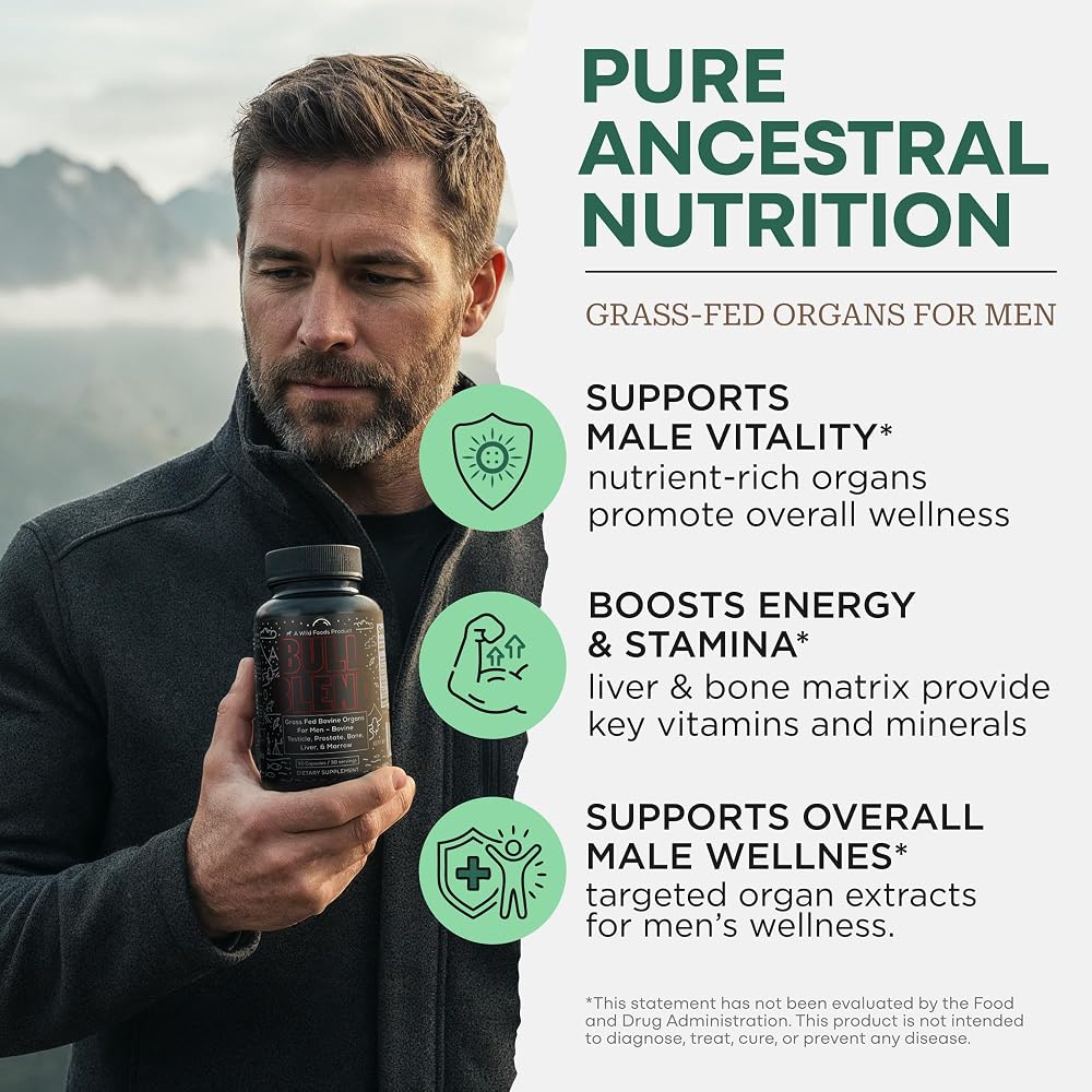 Wild Grass Fed Beef Organ Supplement for Men Prostate Health - 180