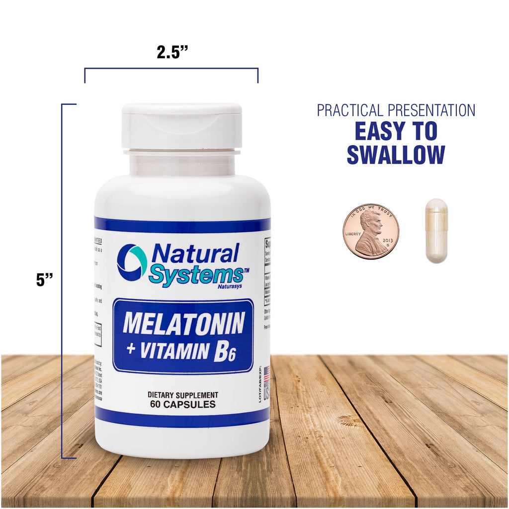 Natural Systems Melatonin 3 mg + Vitamin B6 Sleep Support - 60 Capsules - image 5