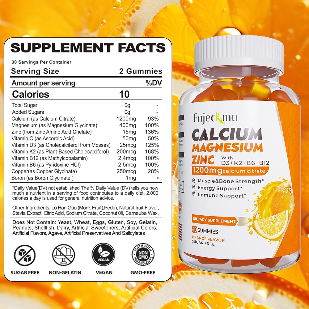 Fajeckma Calcium Magnesium Zinc Gummies - 120 Count - image 2