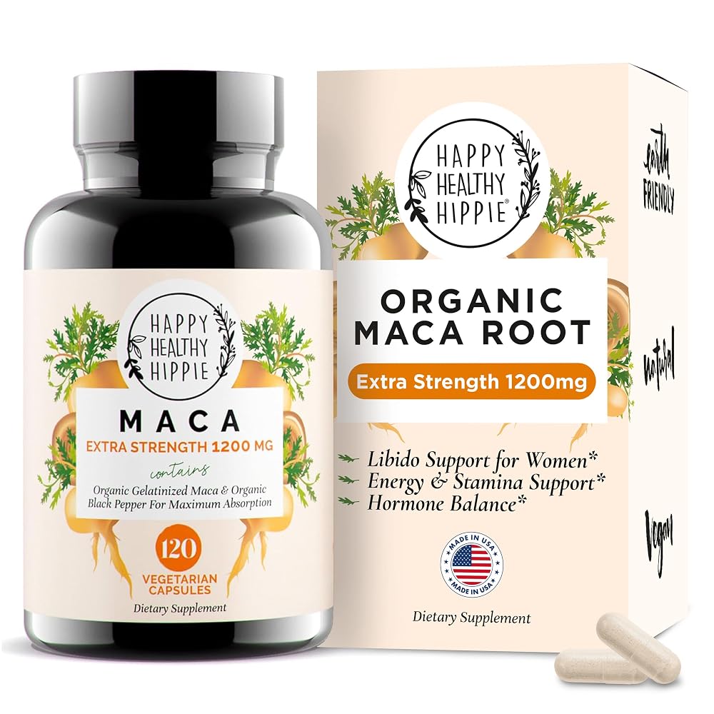 Happy Healthy Hippie Organic Maca Root Capsules 1200 mg - 120 Count