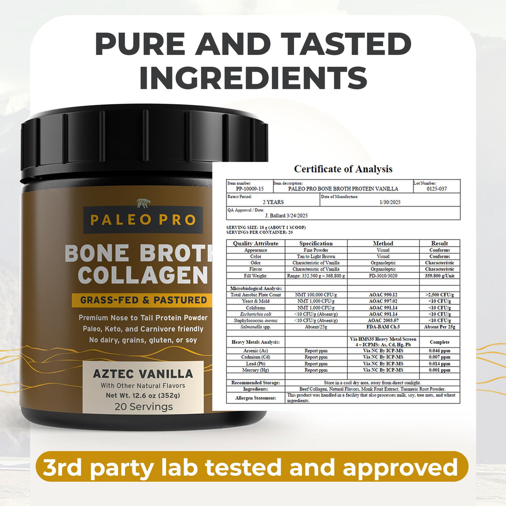 Paleo Pro Grass Fed Bone Broth Collagen Powder Vanilla - 12.6 oz - image 2