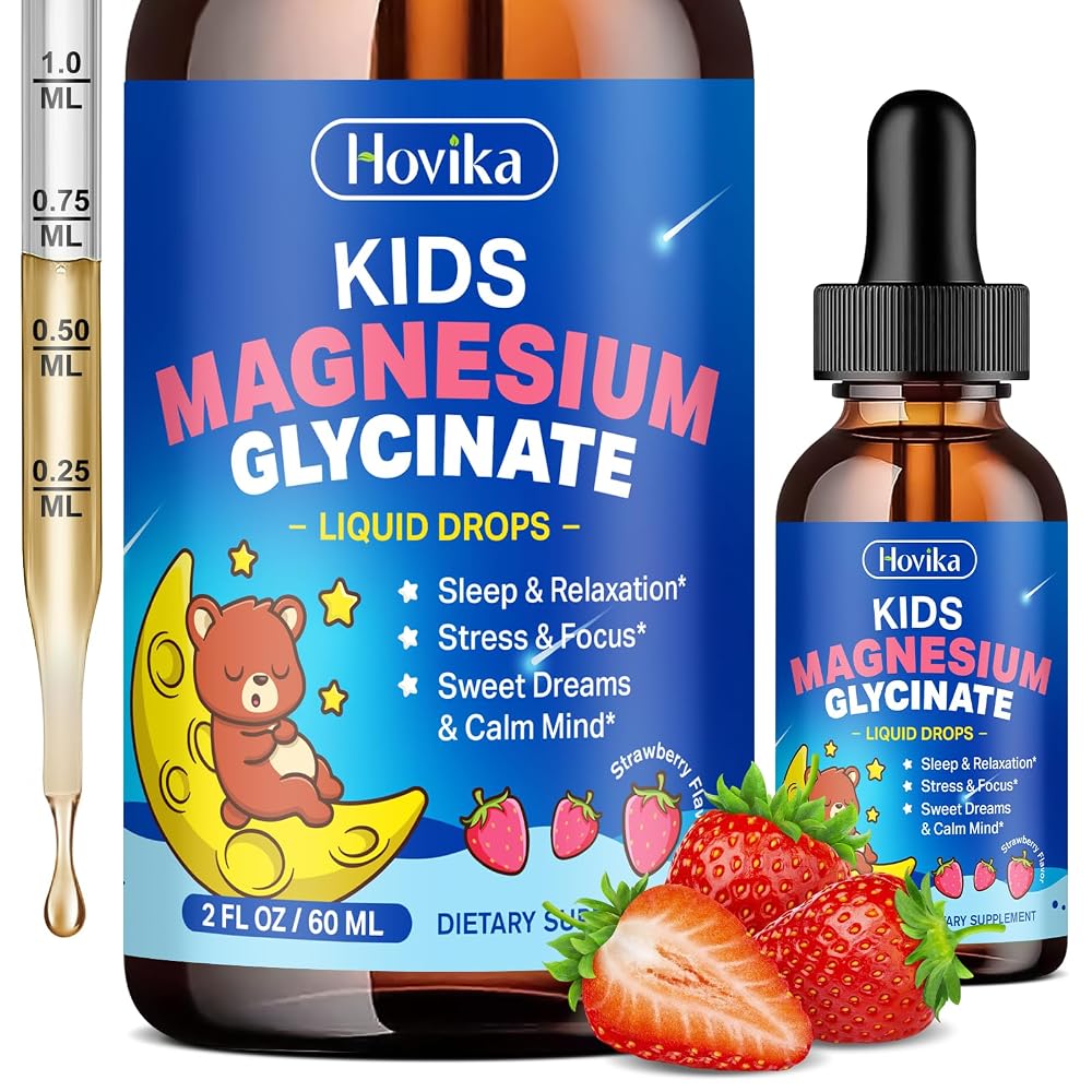 Hovika Magnesium Glycinate Liquid for Kids - with L-Theanine Omega-3