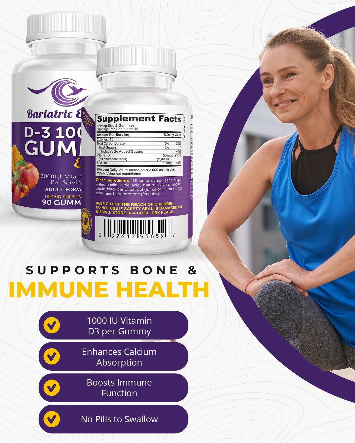 Bariatric Food Expert D3 Vitamin Gummies - 90 Count - image 3