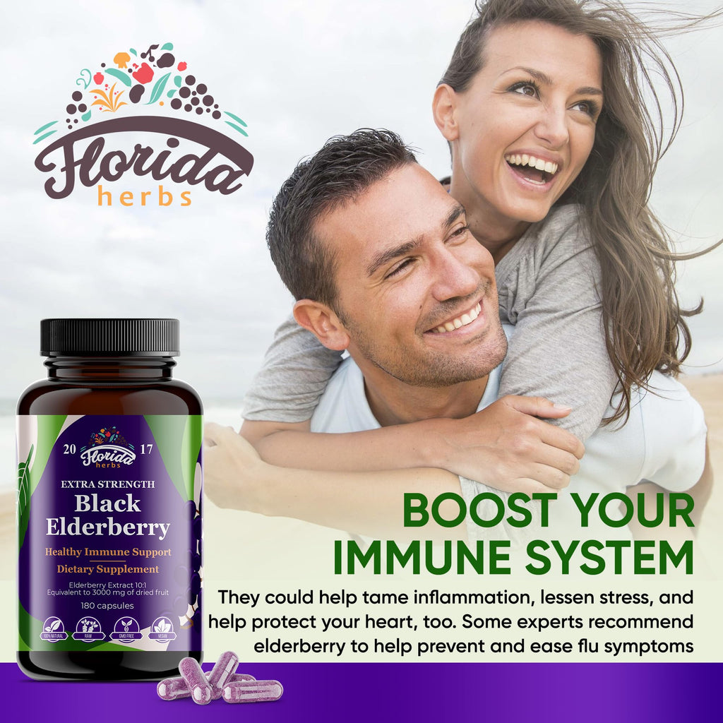 FLORIDA HERBS Black Elderberry Capsules - 180 Vegan Capsules - image 3
