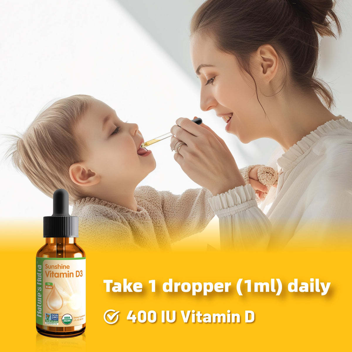 Nature's Nutra Vitamin D3 400 IU Liquid Drops for Infants - 2 Fl Oz - image 4