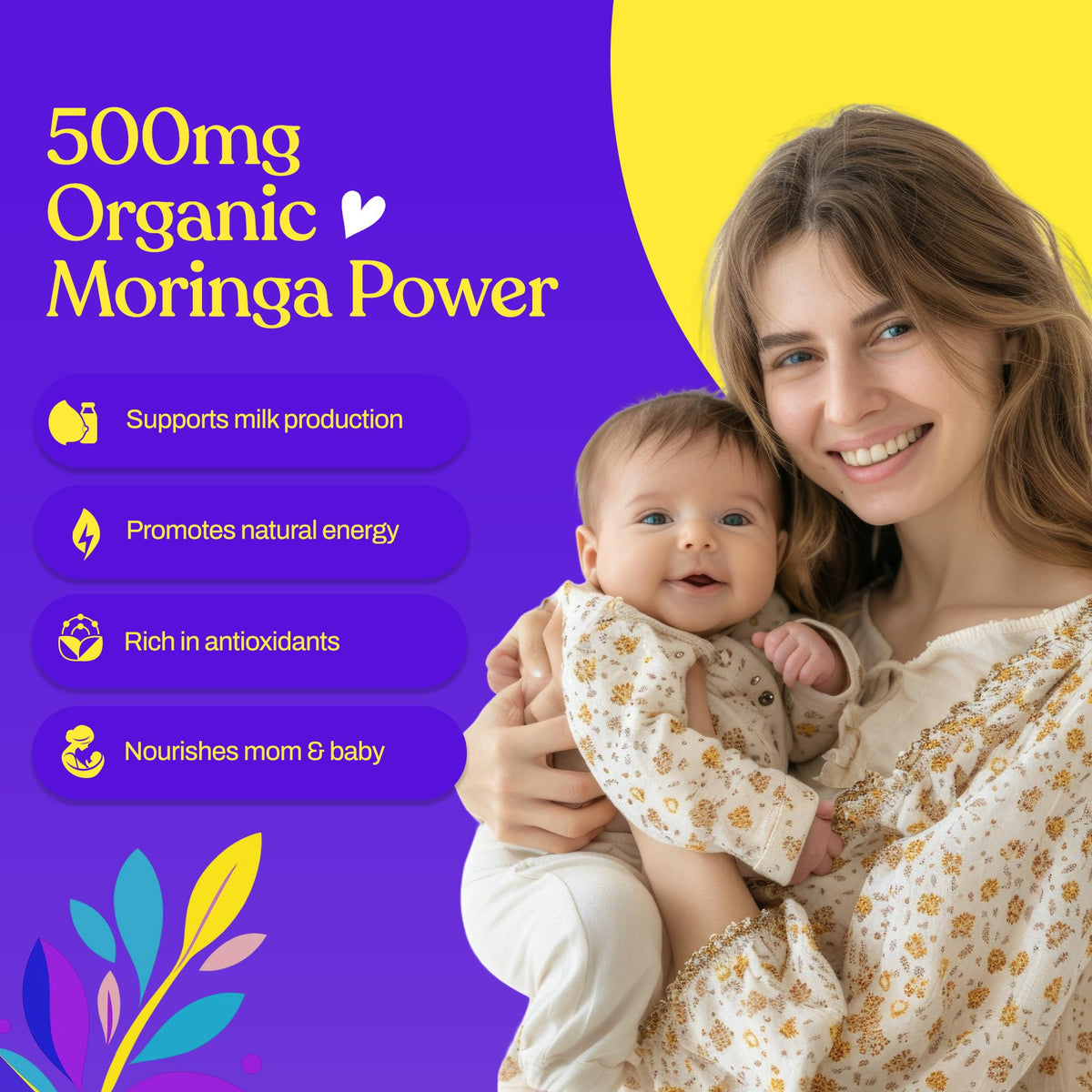 Mama's Select Organic Moringa 500mg Lactation Support - 120 Capsules - image 4