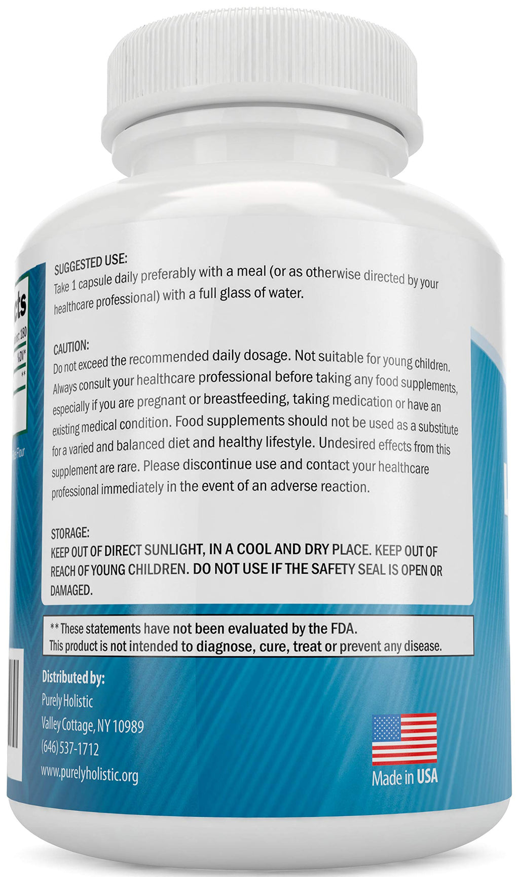 Purely Holistic L-Theanine 200mg Relaxation & Focus Support - 180 Capsules - image 2