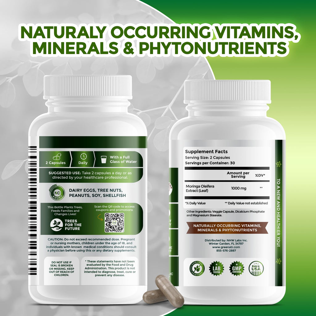 GreeNatr Pure Moringa Oleifera Green Superfood Capsules - 60 Capsules - image 7