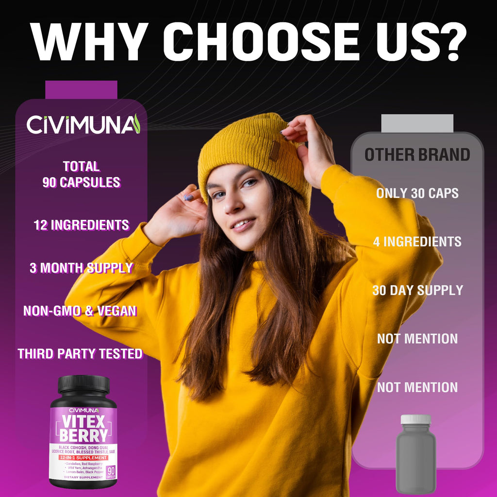 CIVIMUNA Vitex Berry Extract Capsules - 90 Capsules - image 6