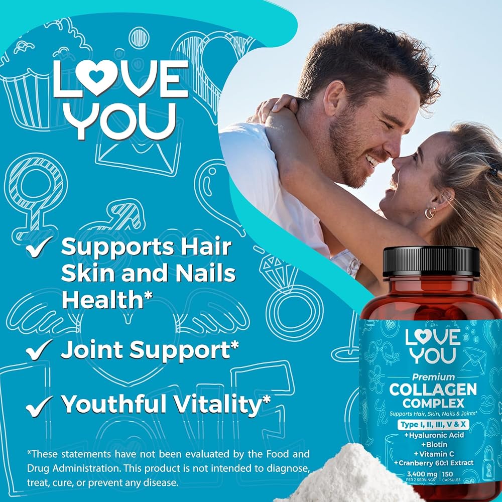 Love You Collagen Complex Types I, II, III, V & X - 150 Capsules - image 2