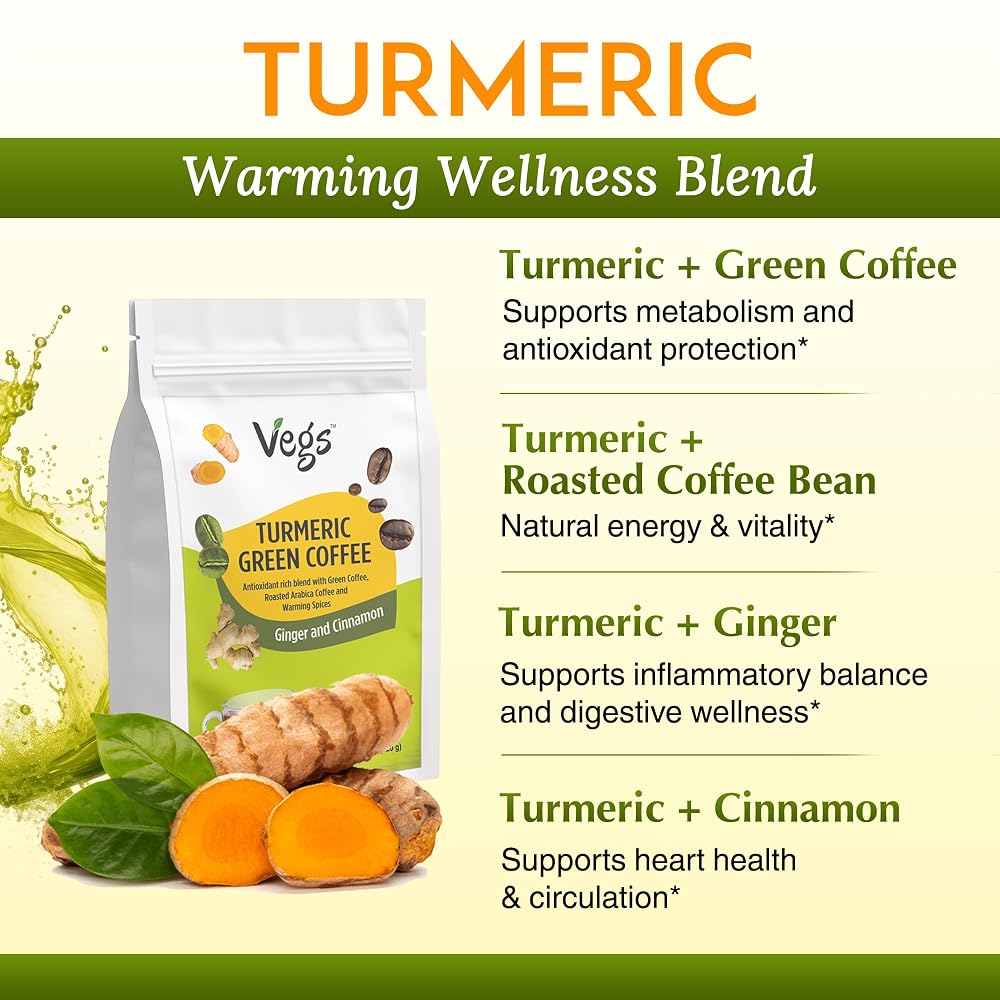 Vegs Turmeric Green Coffee Energy & Focus - 60 Pyramid Bags - image 4