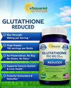 aSquared Nutrition Reduced Glutathione 500mg - 200 Capsules - image 2