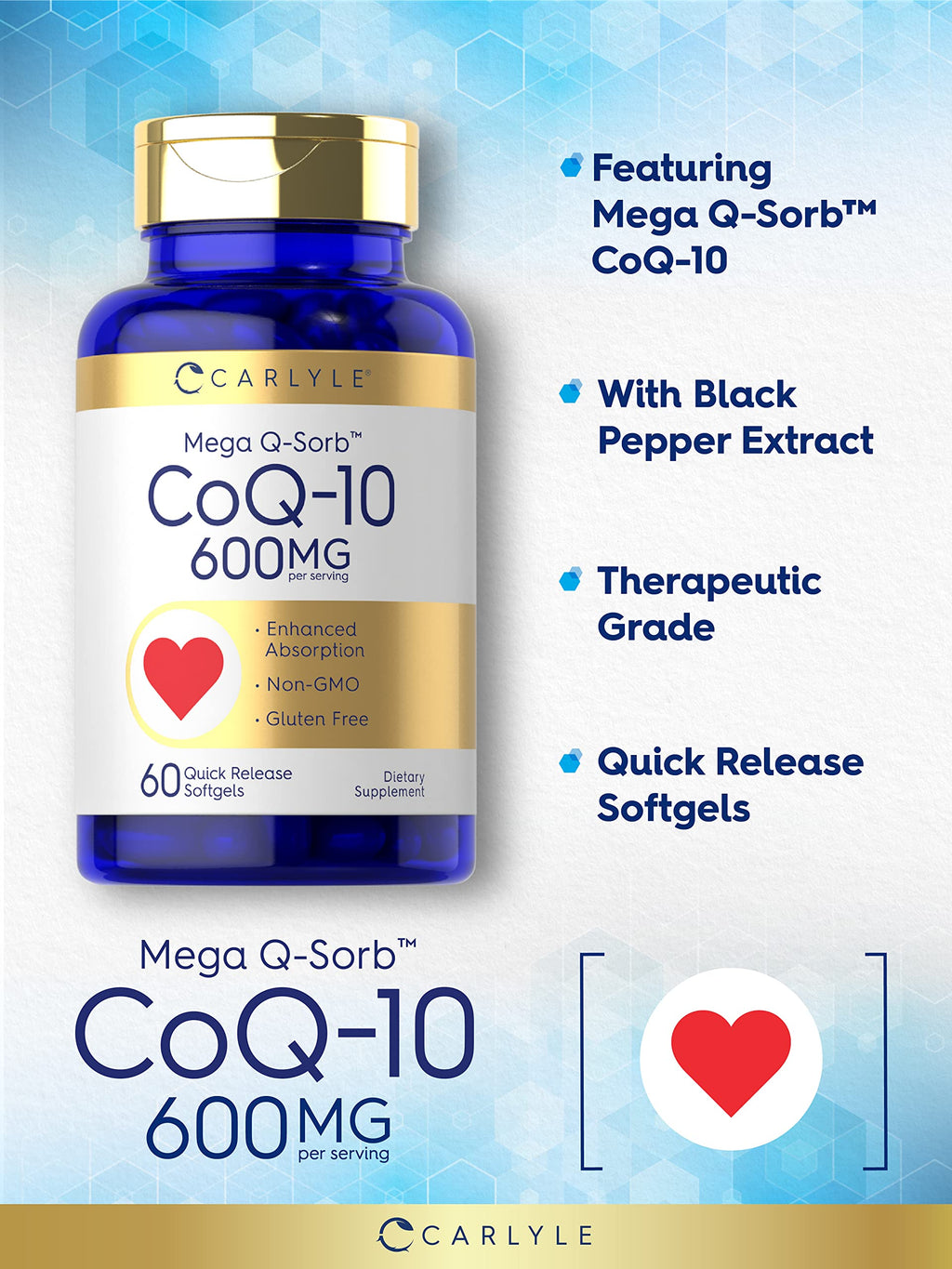 Carlyle CoQ10 600 mg Softgels - 60 Count - image 3