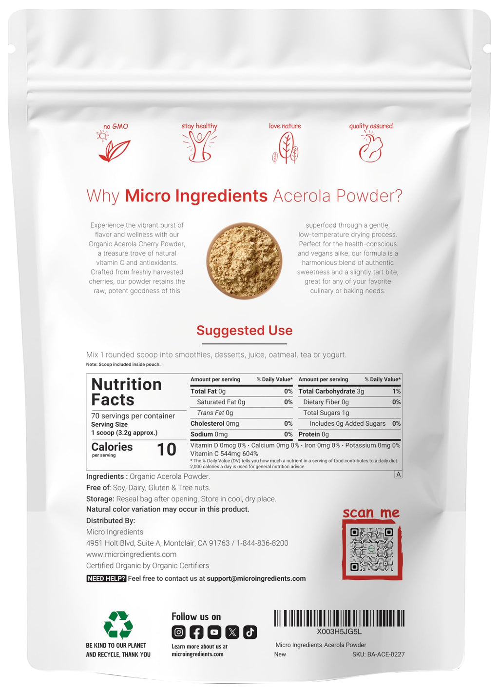 Micro Ingredients Organic Acerola Powder - 8 oz - image 2