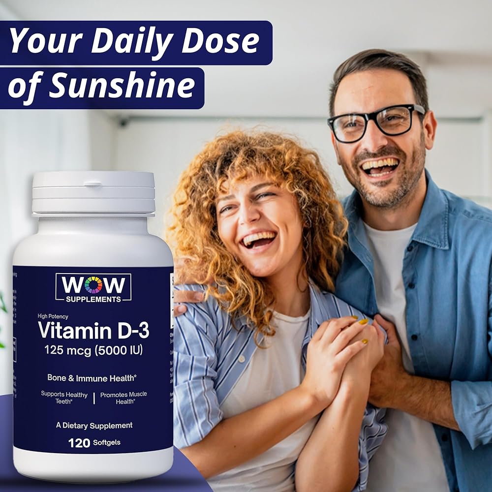 WOW Supplements Vitamin D3 5000 IU Softgels - 120 Count - image 5