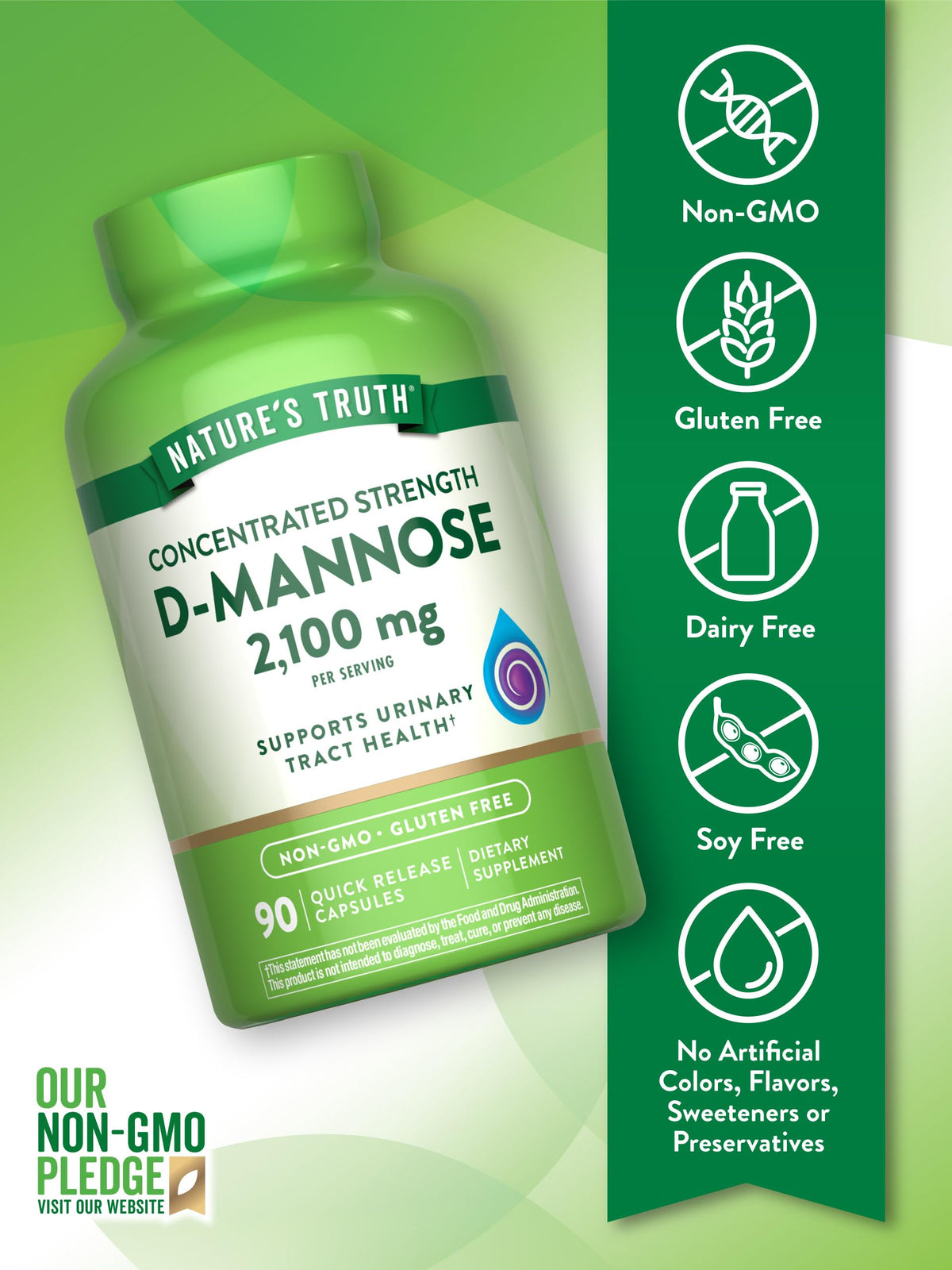 Nature's Truth D-Mannose Pills 2100mg - 90 Capsules - image 3
