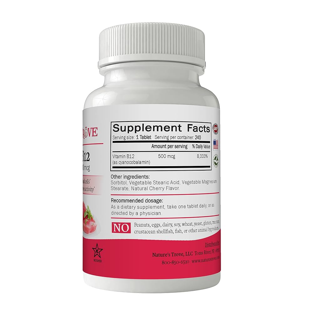 Nature's Trove Vitamin B12 500 mcg Chewable Tablets - 240 Tablets - image 2