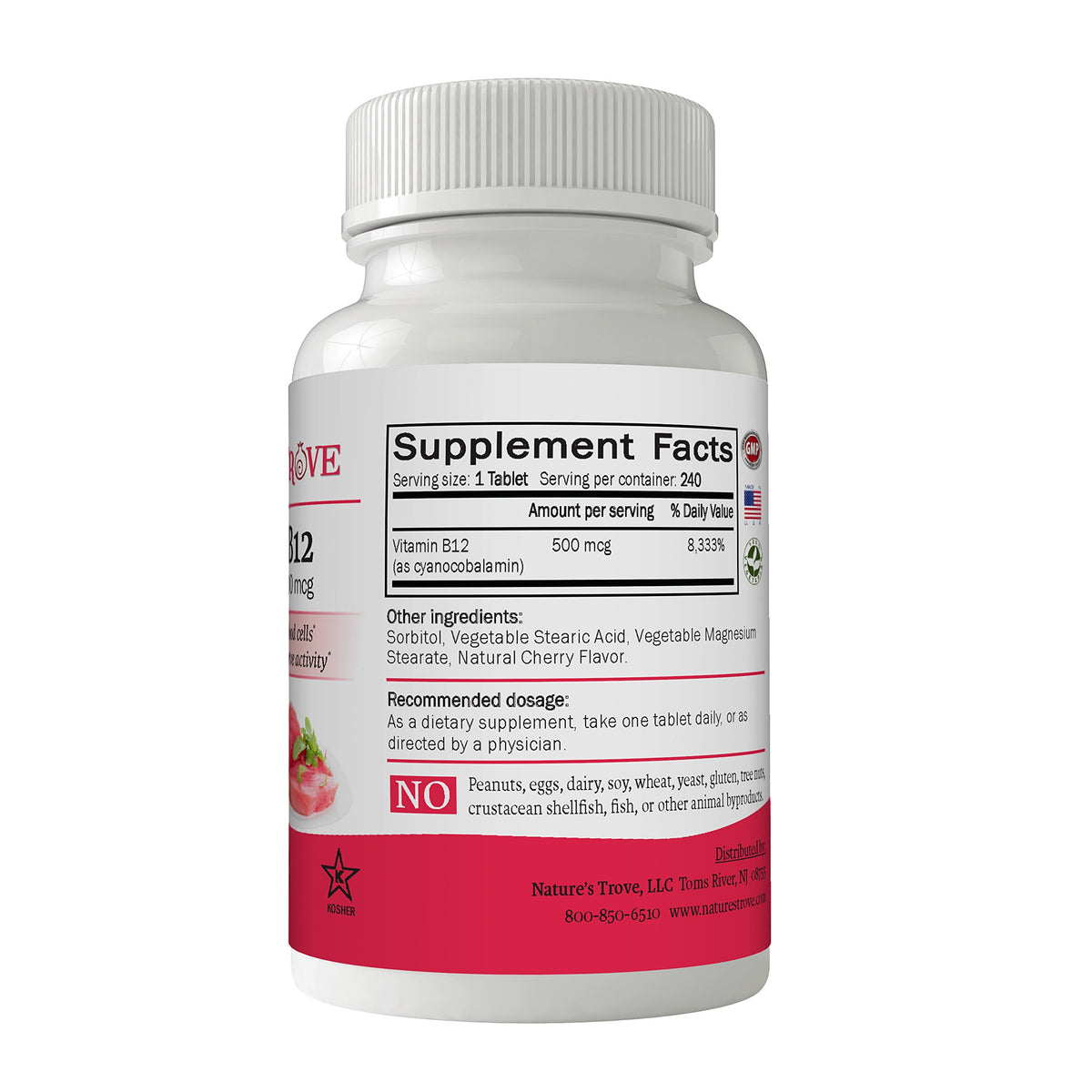 Nature's Trove Vitamin B12 500 mcg Chewable Tablets - 240 Tablets - image 2