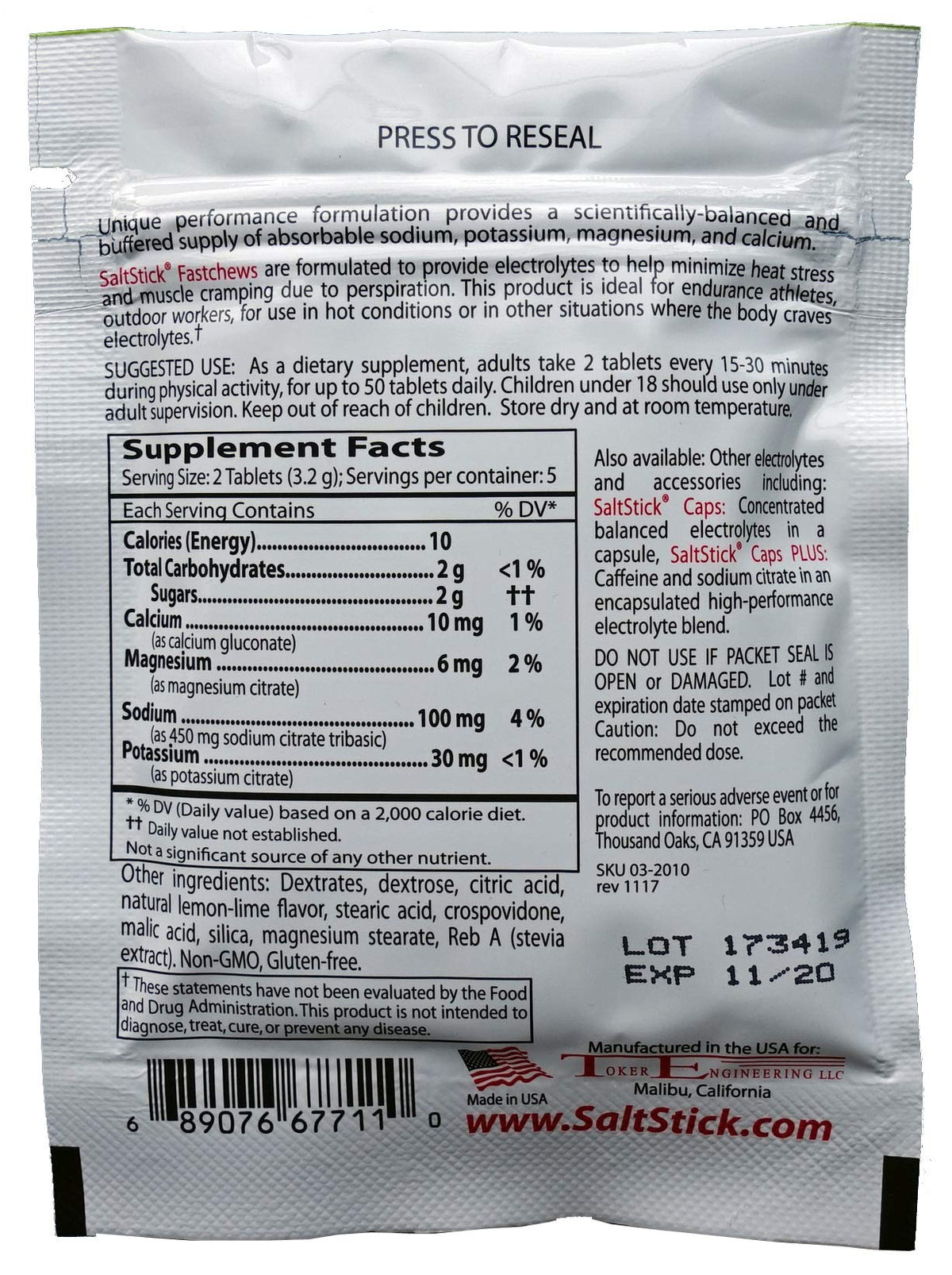 SaltStick FastChews Electrolyte Chewables Zesty Lemon Lime - 10 Count - image 2