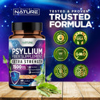 Built by Nature Psyllium Husk Capsules 1500mg Fiber Supplement