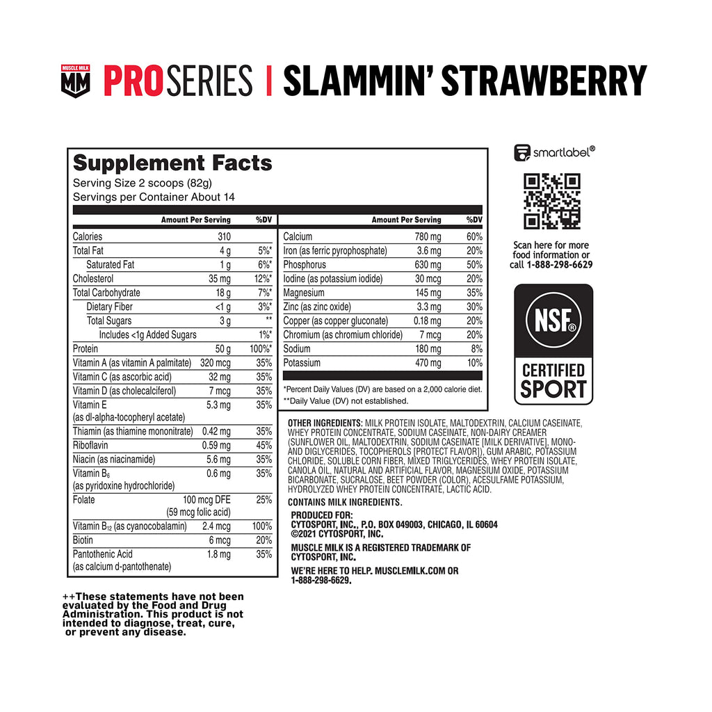 Muscle Milk Pro Series Protein Powder Slammin' Strawberry - 2.54 lb - image 6