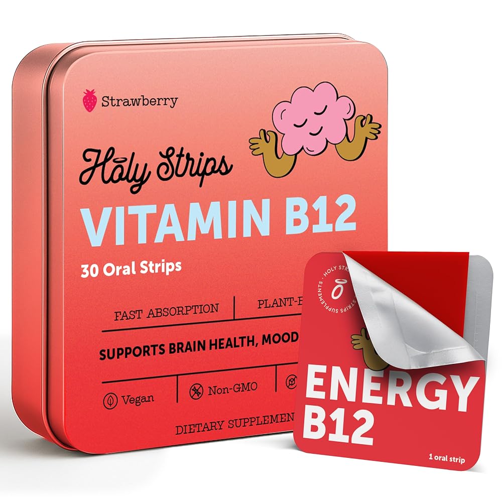 HOLY STRIPS Vitamin B12 Oral Strips Strawberry - 30 Count