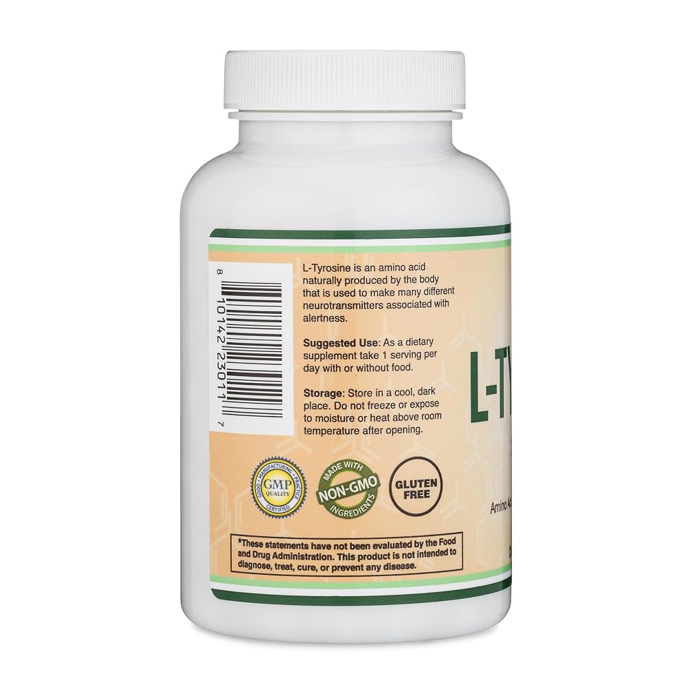 Double Wood Supplements L-Tyrosine 1,000mg Focus & Mood Support - 120 Capsules - image 4
