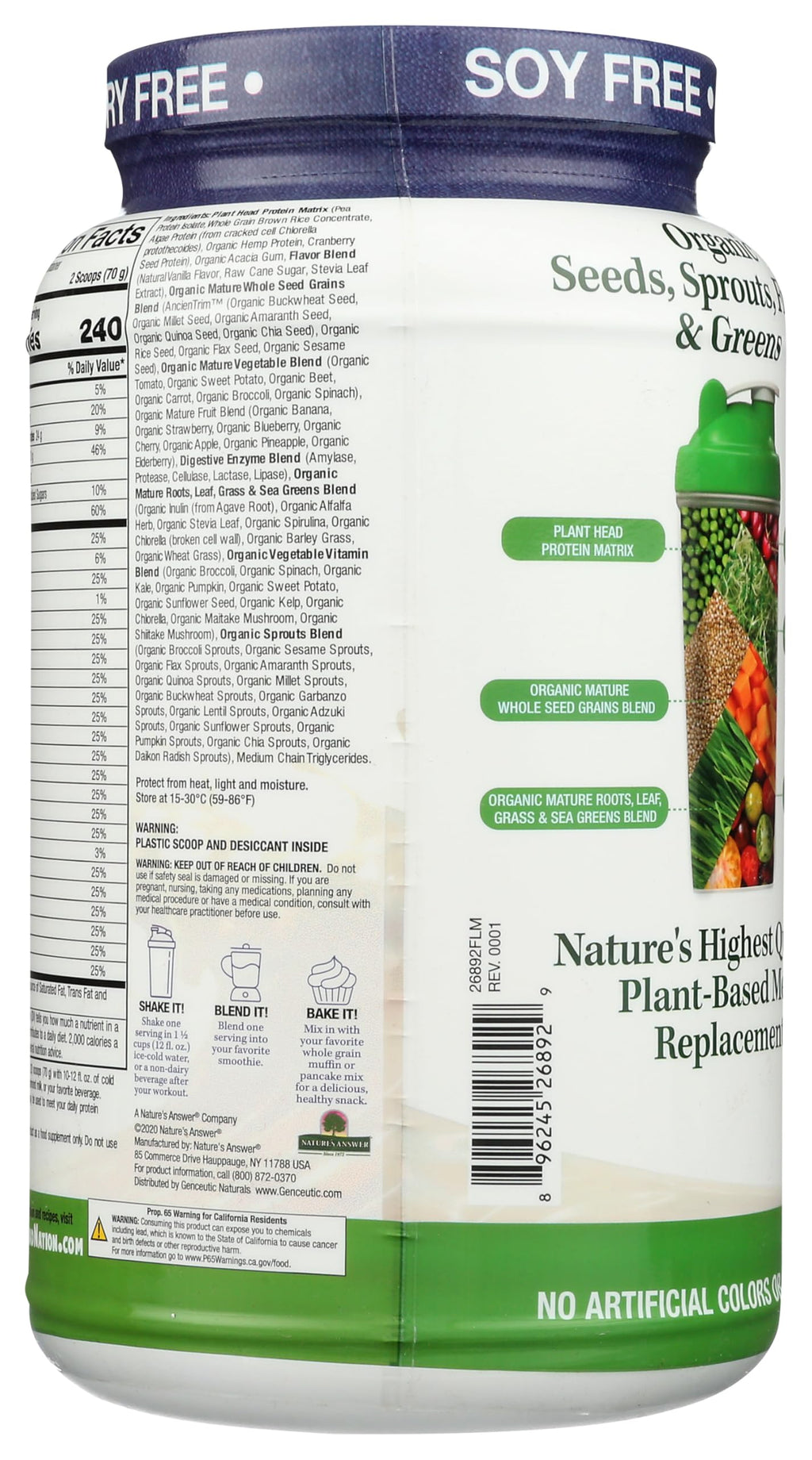 Genceutic Naturals Plant Head Real Meal Dietary Supplement, 2.3 Pound