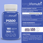LongLifeNutri Phosphatidylserine 500mg - 180 Vegetarian Capsules - image 2