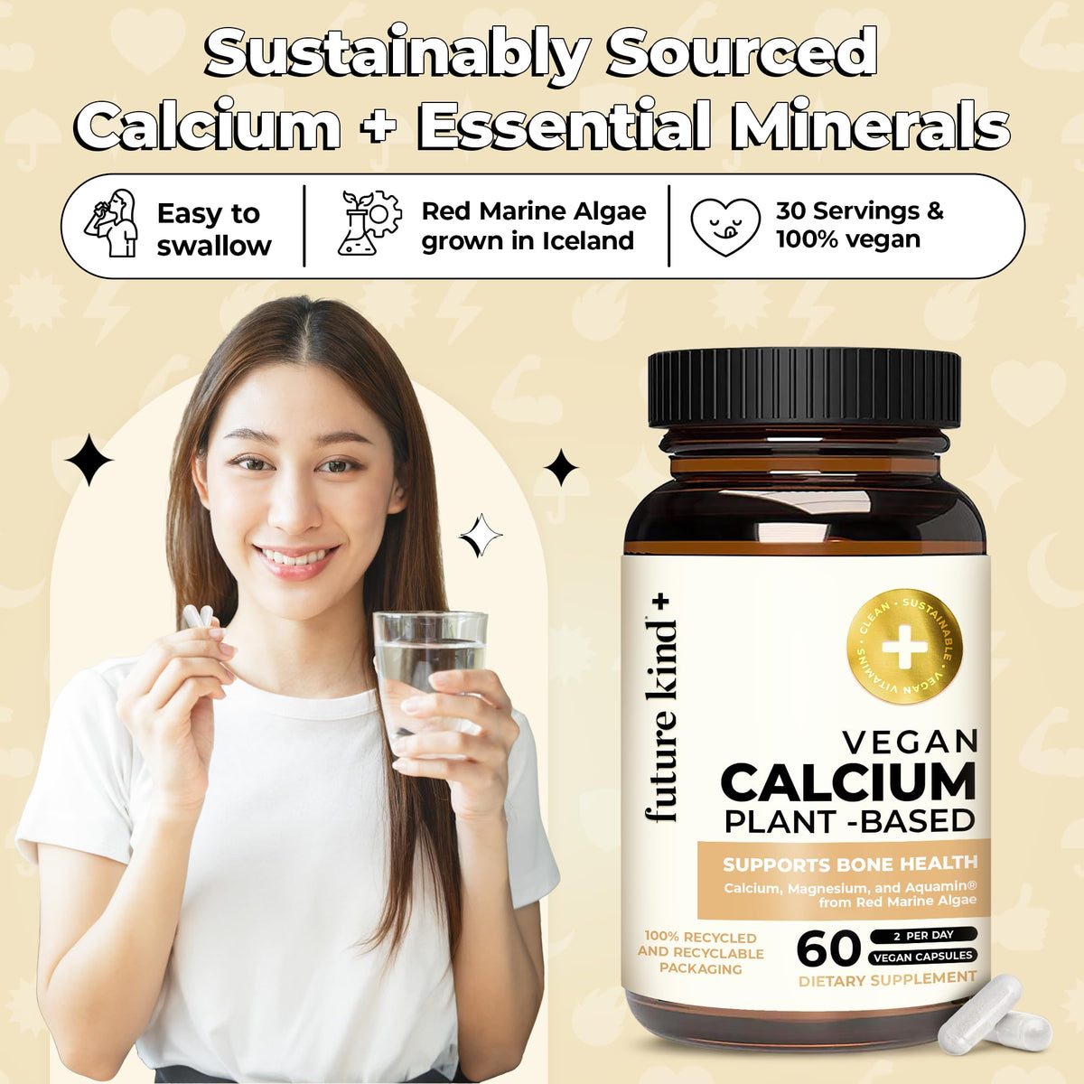 Future Kind Vegan Calcium Supplement for Teeth & Bone Support - 60 Capsules - image 8