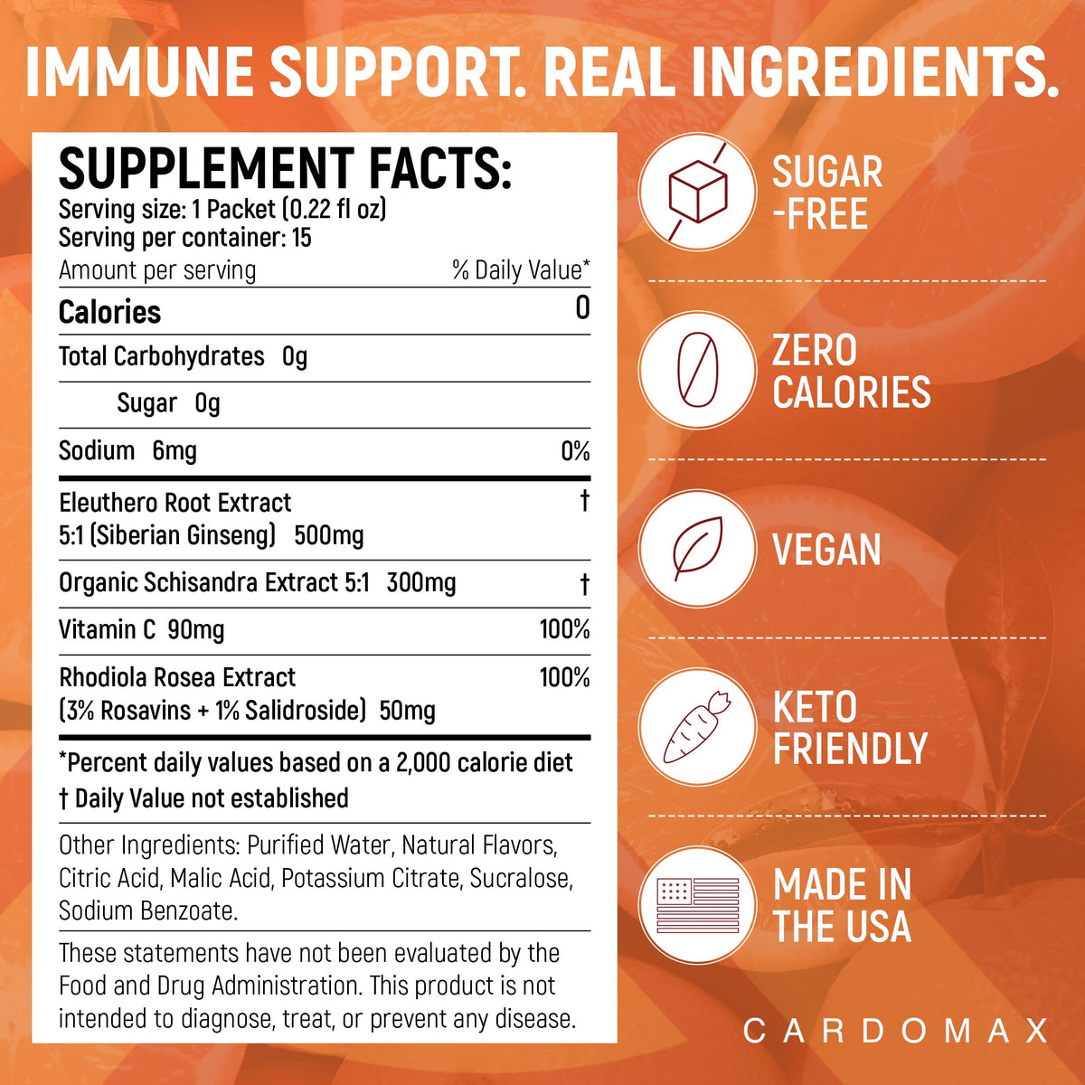 CardoMax Immune Booster Liquid Drink Mix with Gingseng & Vitamin C