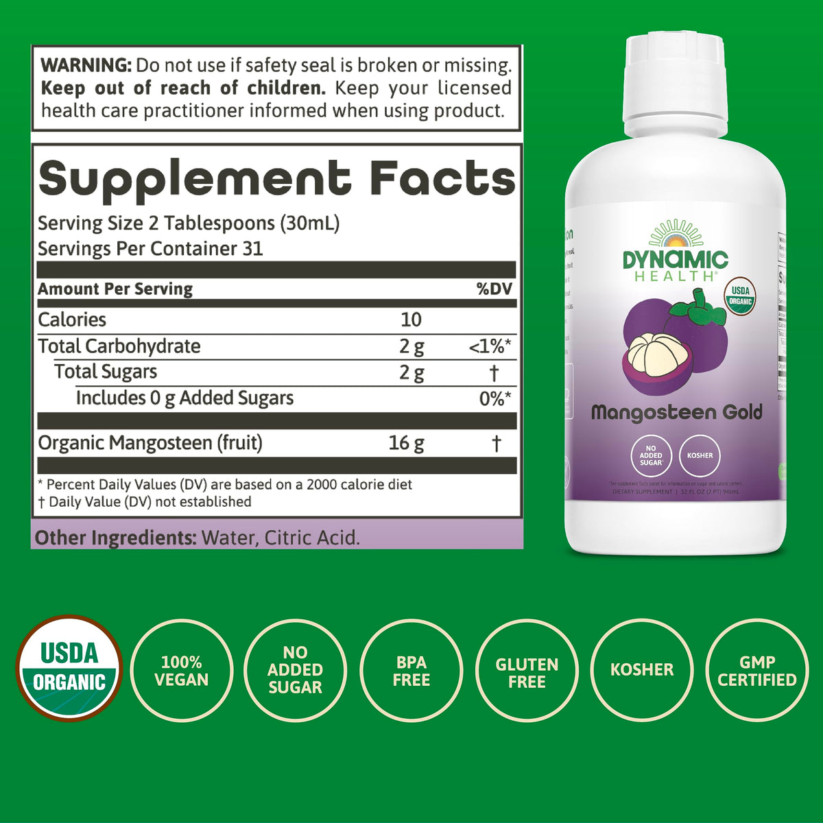 Dynamic Health Mangosteen Gold Organic Juice - 32 Fl Oz - image 3