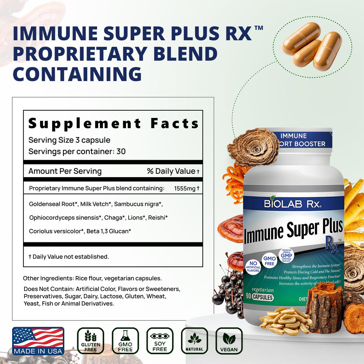 BioLab Rx Immune Super Plus Rx Immune Support - 90 Vegetarian Capsules - image 8