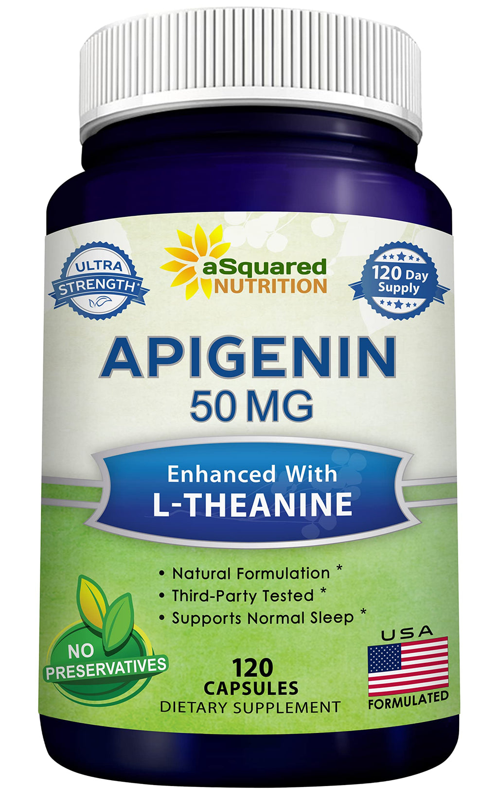 aSquared Nutrition Apigenin 50mg & L-Theanine 200mg - 120 Capsules