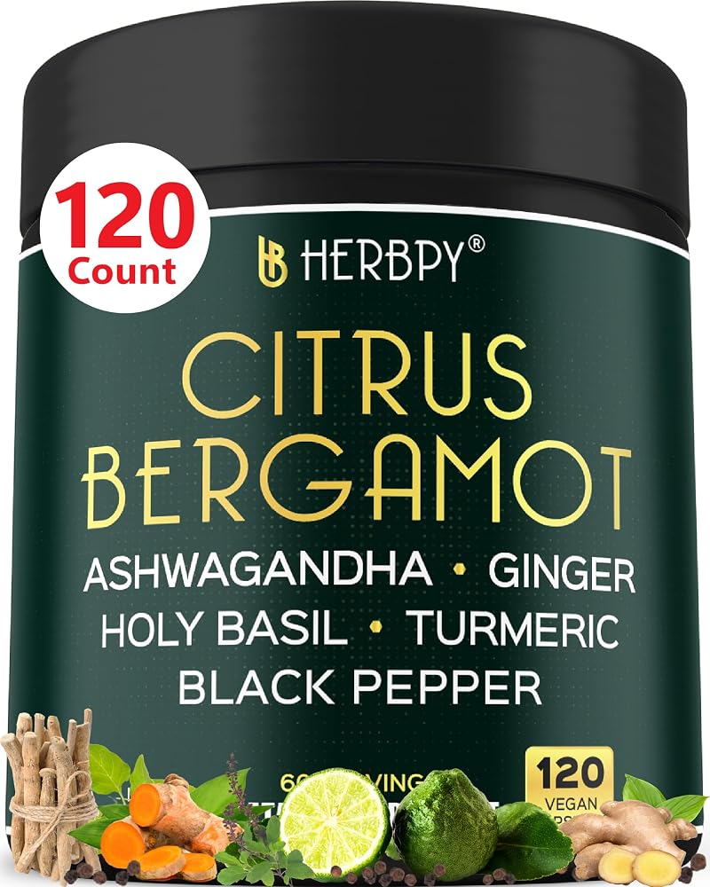 Herbpy Citrus Bergamot with Ashwagandha & Turmeric - 120 Vegan Capsules