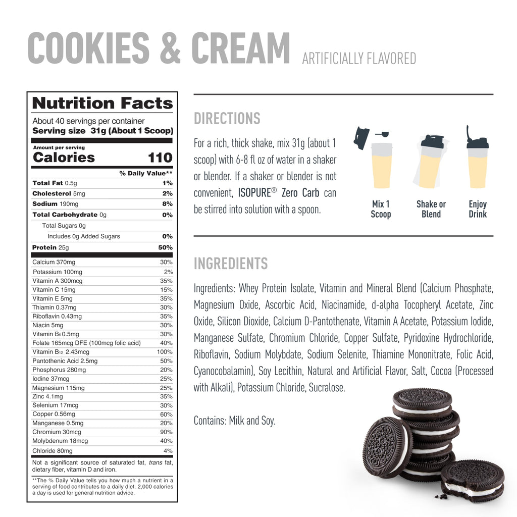 Isopure Zero Carb Low Carb Whey Isolate Protein Powder