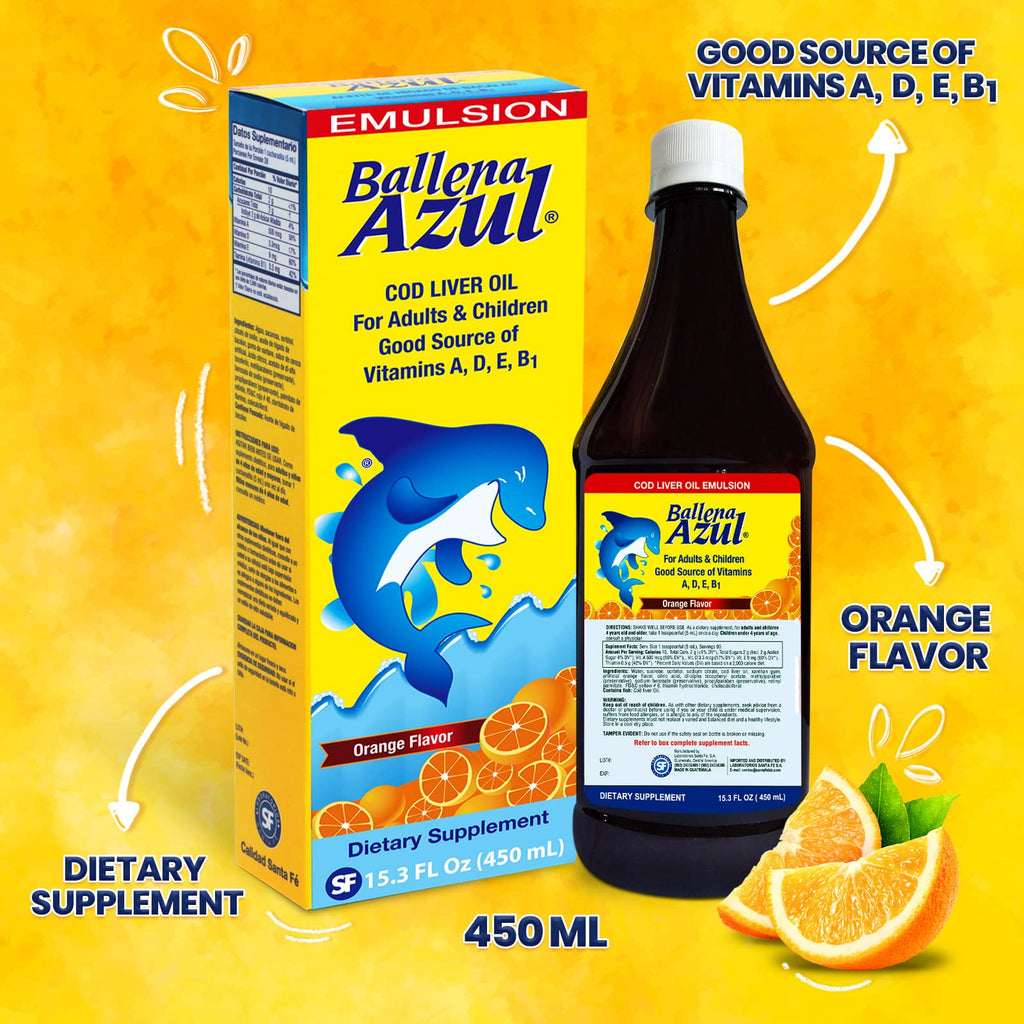 Ballena Azul Cod Liver Oil Liquid for Adults and Children - 15.3 Fl Oz - image 3