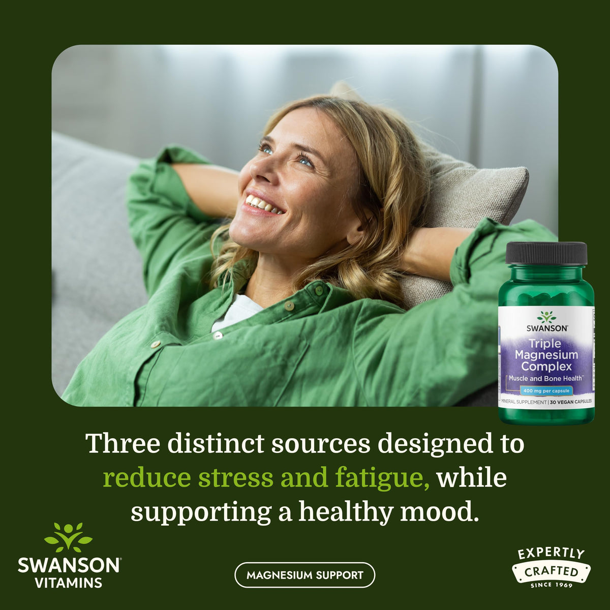 Swanson Triple Magnesium Mineral Complex 400 mg - 60 Capsules - image 2