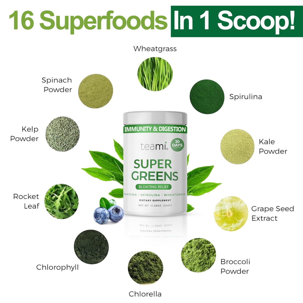 Teami Organic Super Greens Powder for Immunity & Digestion - 32 Servings - image 4