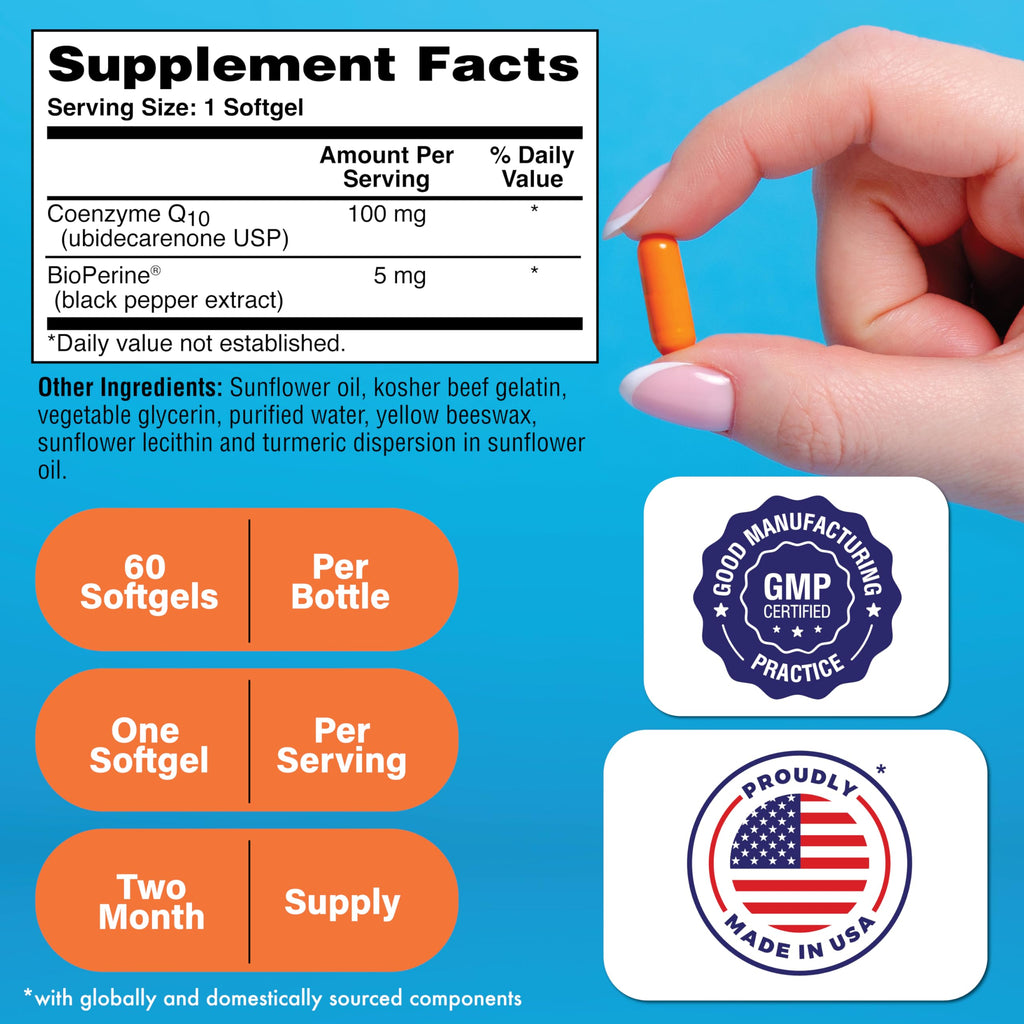 Health Thru Nutrition CoQ-10 100mg with BioPerine - 60 Softgels - image 2