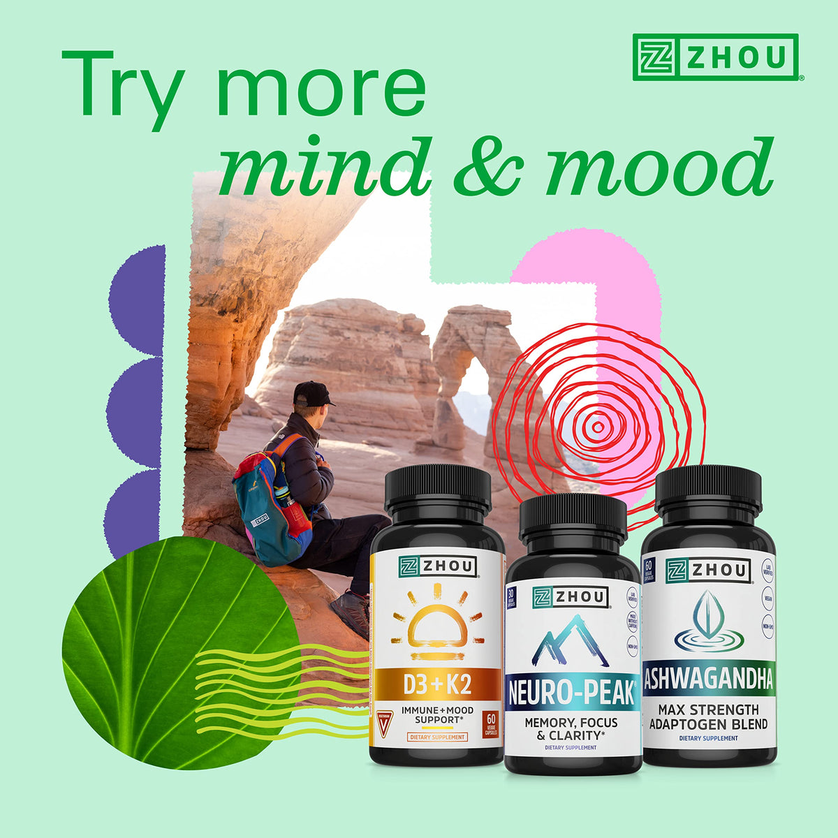 ZHOU Energy + Focus L-Theanine 200mg - 60 Vegetarian Capsules - image 4