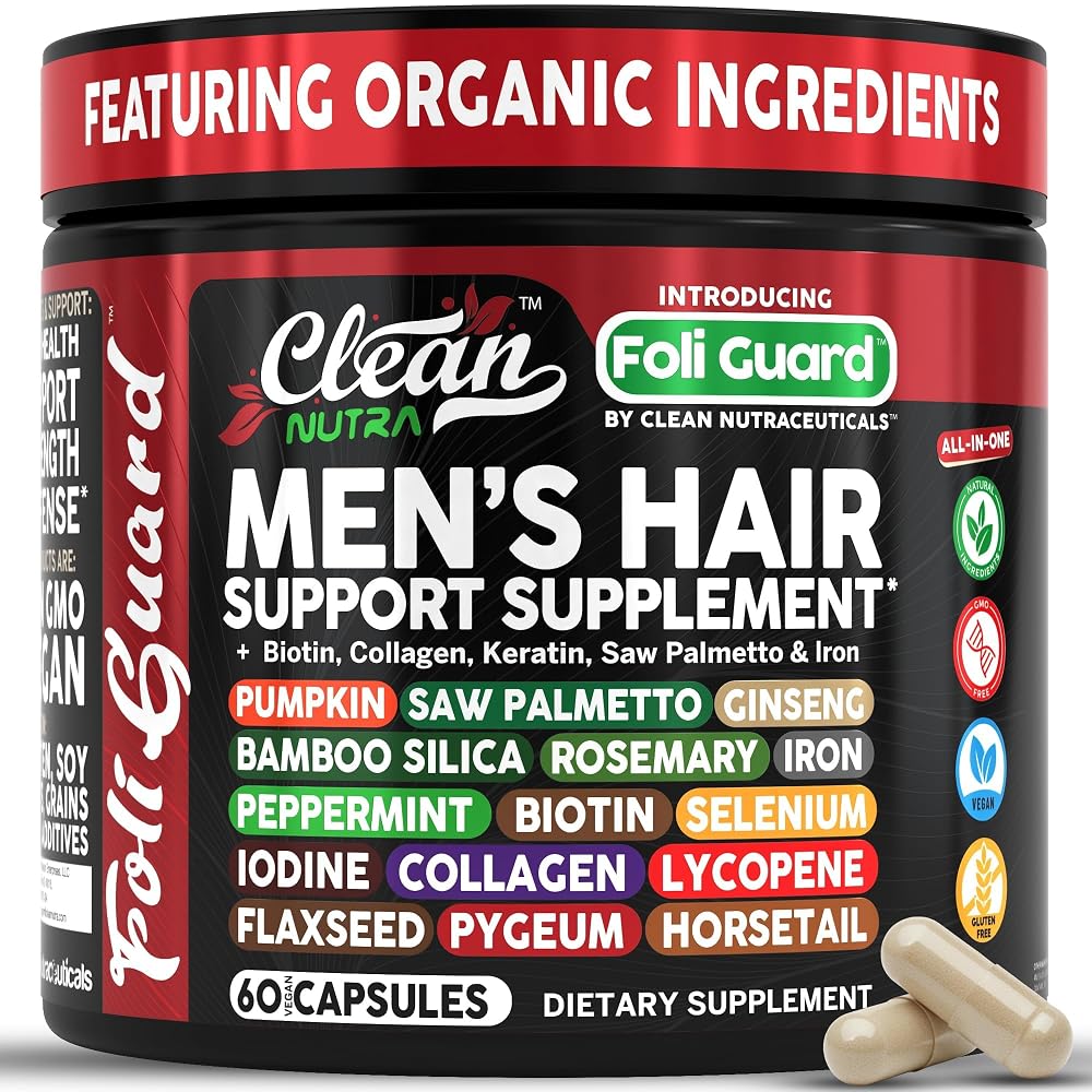 Clean Nutraceuticals Hair Growth Supplement for Men - 60 Capsules