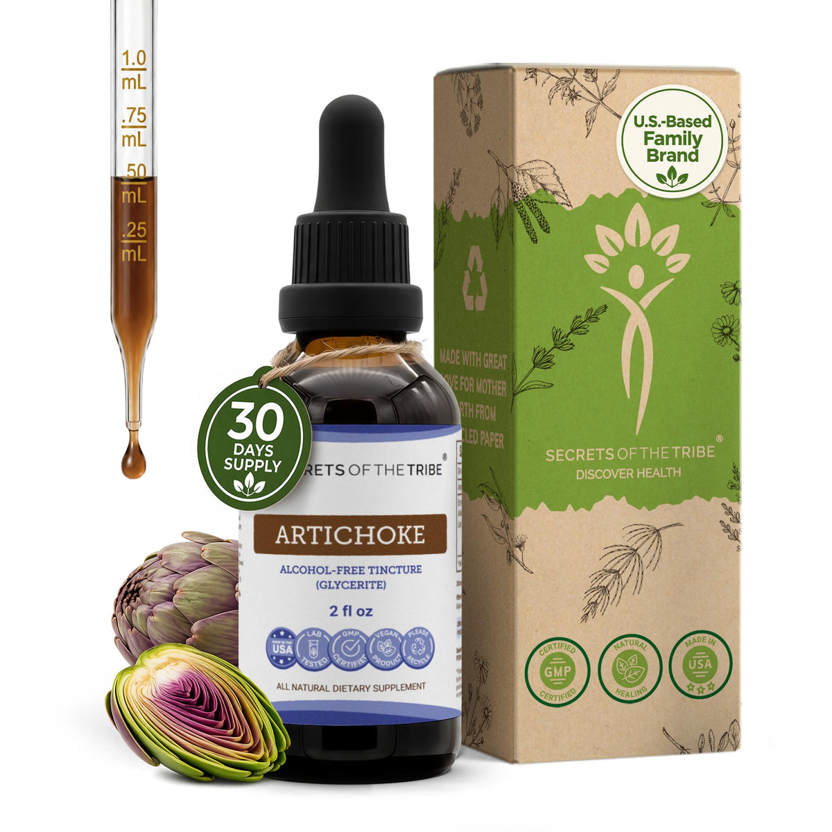 Secrets of the Tribe Artichoke Tincture Alcohol-Free Liquid Extract - 2 FL OZ