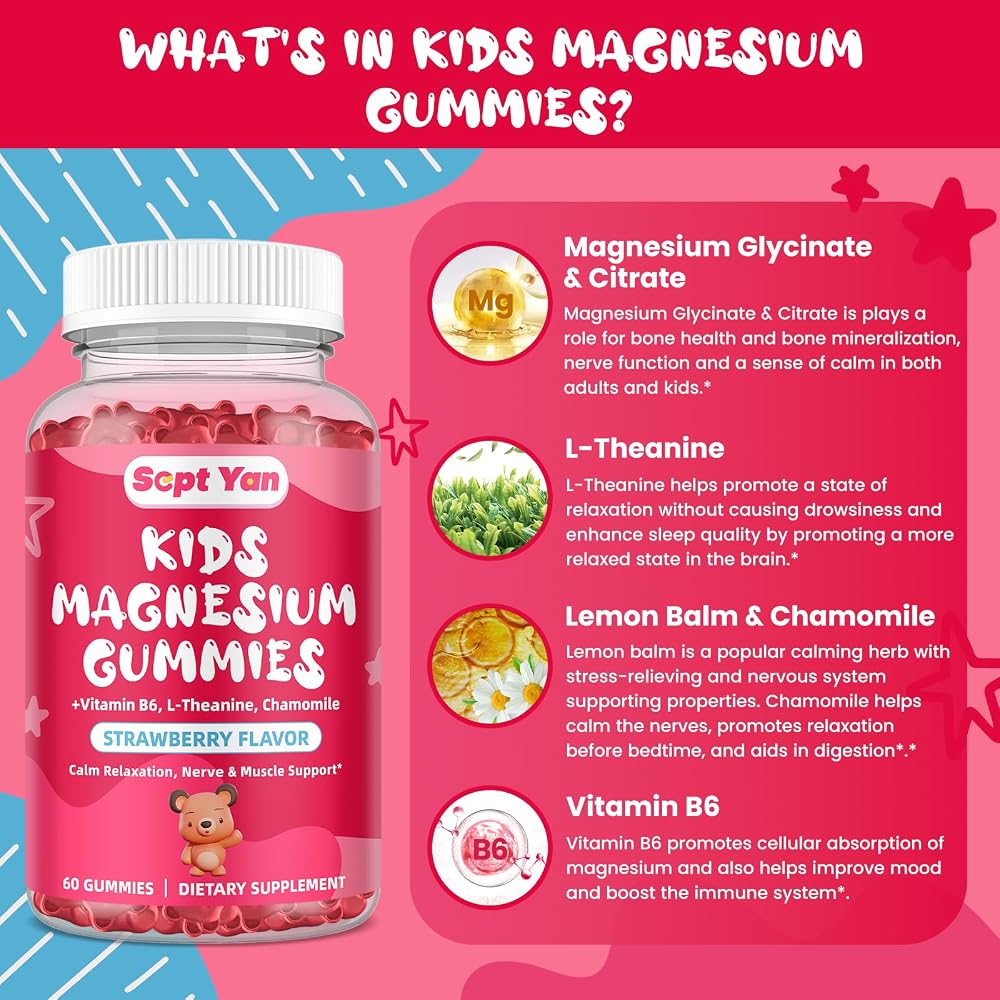 SEPT YAN Magnesium Gummies for Kids - Magnesium Citrate Supplement