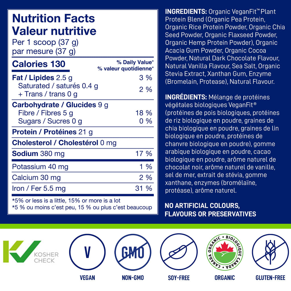 LeanFit Organic Plant-Based Protein Powder Chocolate - 18 Servings - image 2