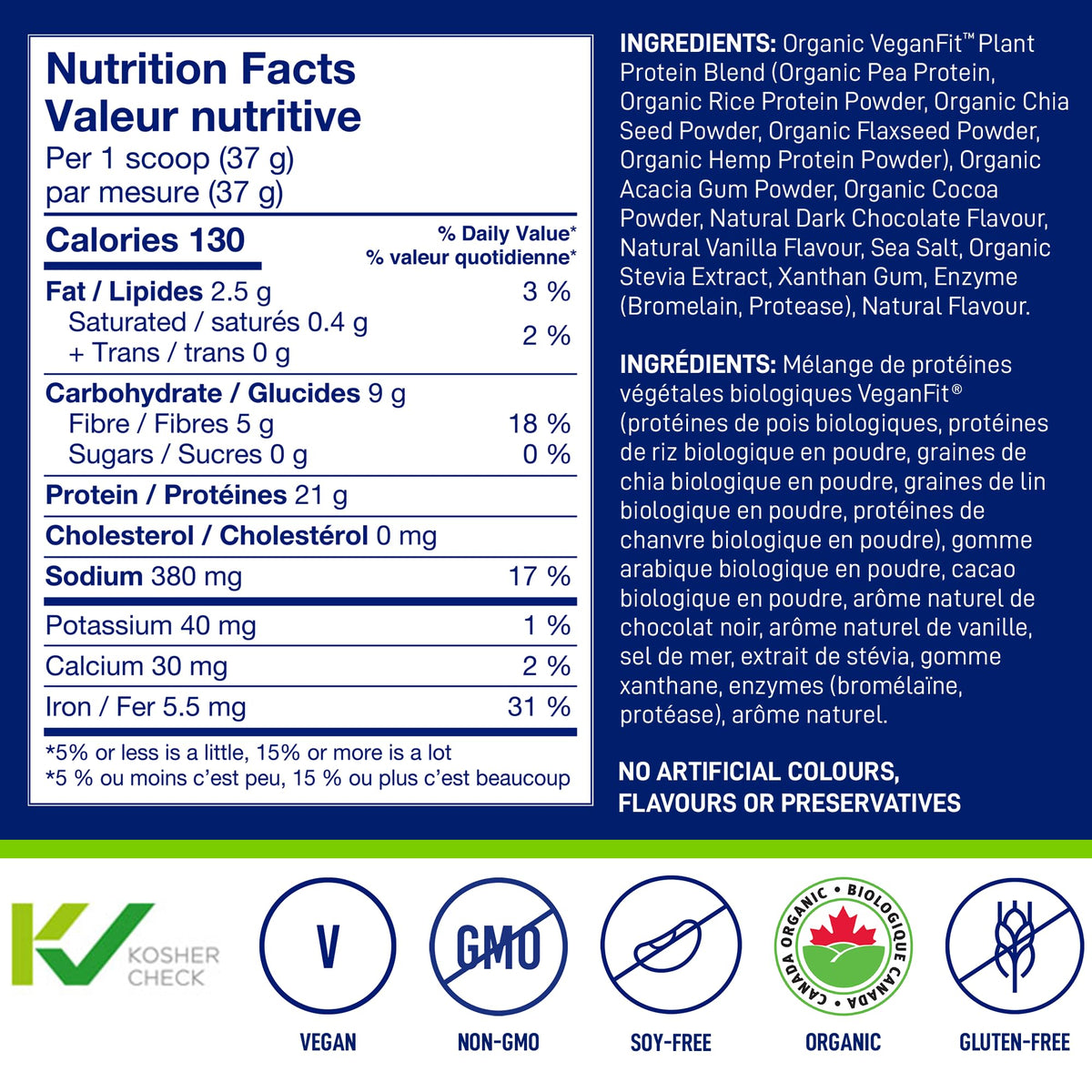 LeanFit Organic Plant-Based Protein Powder Chocolate - 18 Servings - image 2