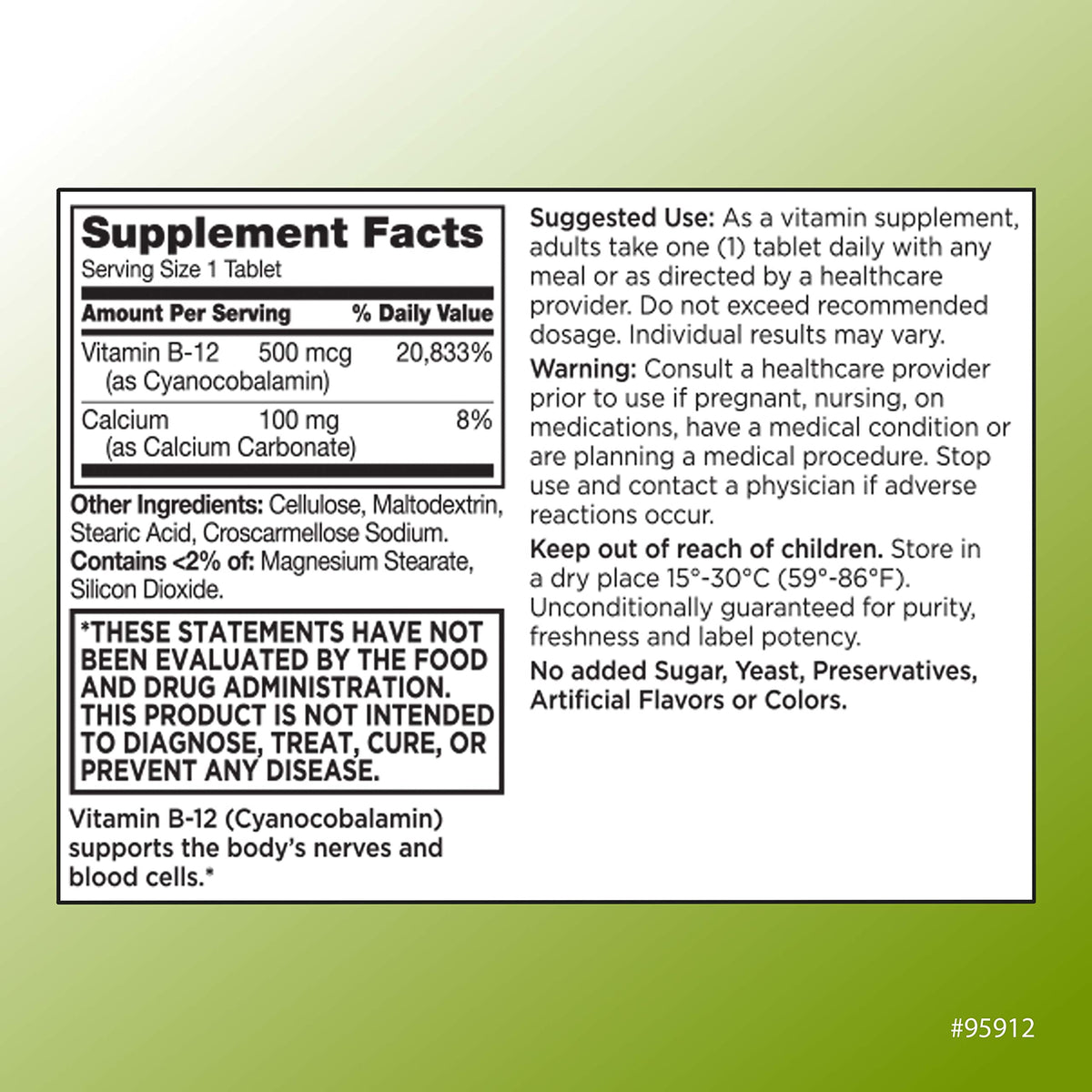 Quality Choice Vitamin B12 500 MCG Energy Support - 100 Tablets - image 2